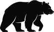 © Nur-Nobin Creations - Bear silhouette walking right, detailed wild animal shape, black forest creature, strong predator icon, nature illustration, white background, side profile
