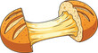 © MiT - Cartoon illustration of a cheese bun cut in half isolated on