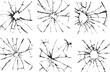 © SAGOR - Broken glass set for modern design. Cracked glass. Broken window shattered glassy surface and broken windshield glass texture silhouette vector illustration. Eps 10