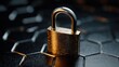 © Pathompong Thongsan - Cybersecurity padlock with digital grid background.