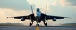 © Uravan - Imposing, powerfully built fighter jet poised for takeoff on a military airbase Ready for action, its size and strength are evident The powerful engines are clearly visible , combat, aerial combat
