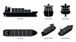 © SharpPath - Cargo Container Ship: Side, Front, Back, Top, Angled Views with Detail, Vector
