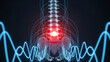 © shafiq - Lumbar spine illustration showing pain and electromagnetic waves for medical concepts and diagnosis of back issues