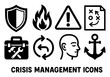 © 4Max - Crisis management icons set with bold symbols for safety and strategy