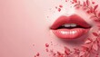 © Vadym - Glamorous lipstick banner template. Lip cosmetic products on pink background. Design for beauty store blog magazine offers, promotion. Illustration for advertising banners, feminine fashion.