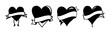 © MdAriful - Four stylized black heart shapes with blank white banners, love symbol vector