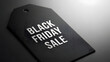 © shanuga - Minimalist Black Friday Sale Tag in Matte Black with Embossed Silver Text – High-Detail Product Photo