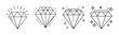 © Eva - Diamond line icons set. outline vector gem collection with sparkle effects.