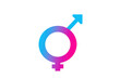 © kornc - a simple flat 2D icon of 'interlocking male and female symbols', representing heterosexuality, minimalist design, solid blue and pink colors, clean sharp lines, no shadows