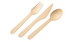 © Femke - Isolated wooden cutlery set spoon fork knife environmentally friendly tableware food utensils