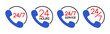 © DesiArt - Vector isolated 24 7 Service icon set in black, red, and blue color