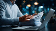 © Kateryna - Document management concept checking electronic files on digital system defocused virtual screen background process automation efficiently paperless operate workflow