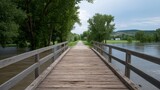 Historic Wooden Bridge Half Submerged in Rising Water Under Dramatic Sky in Florida