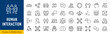 © iiierlok_xolms - Human Interaction web icons in line style. People, communication, chat, relationships, meeting, group, friends. Editable stroke. Vector illustration.