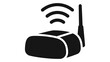 © Mondil biswas - Wi-fi router icon emitting wireless signals, digital network connection symbol for internet access and communication