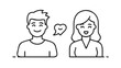 © Reema - Cheerful couple thin line icon, relationship problems concept. Vector graphics. Guy and girl, man and woman, psychology sign on white background, style icon mobile or web design ..vector icon
