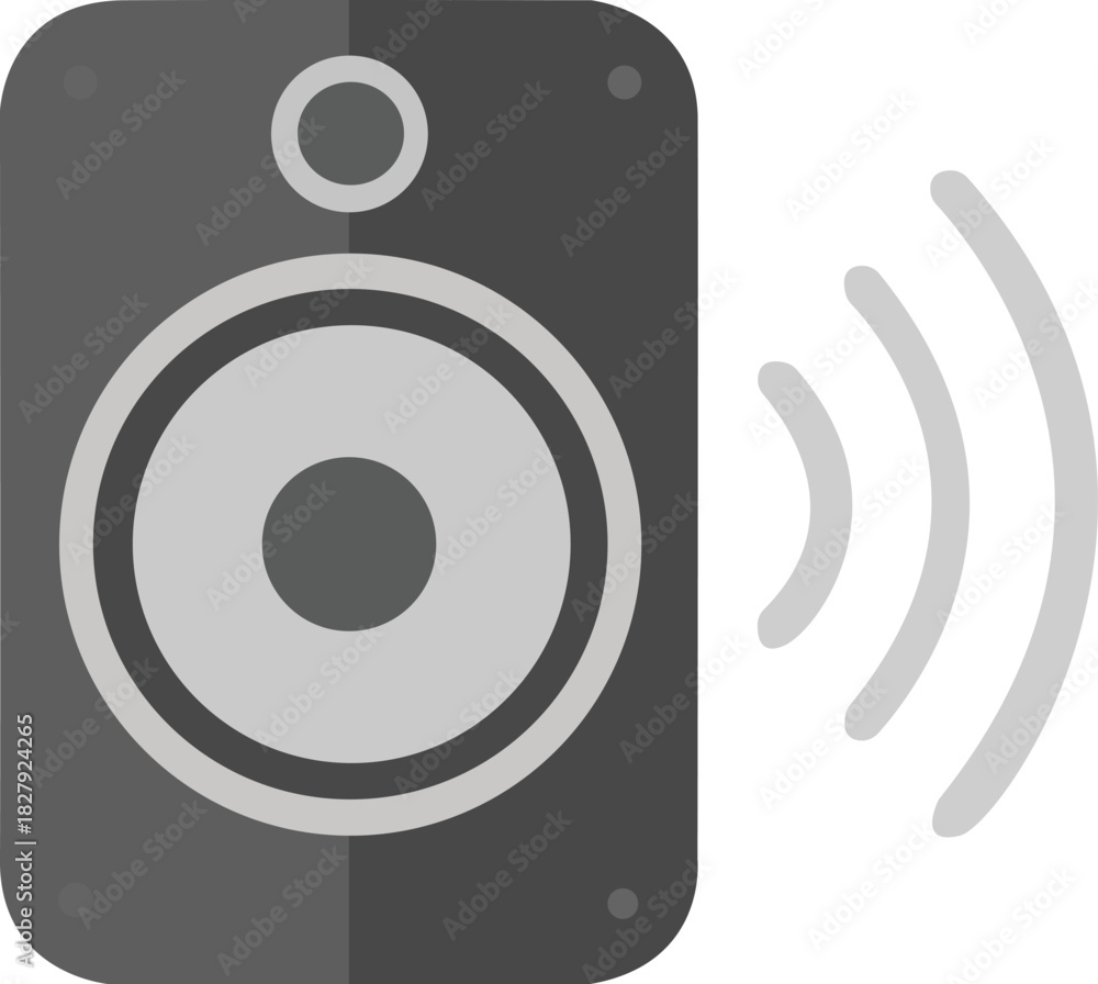 Flat vector illustration of a speaker emitting sound waves, bold ...