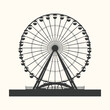 © mt graph - Vector art of silhouette of a large ferris wheel against a plain background, representing amusement and entertainment
