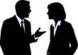 © Safwan Creatives - Business professional silhouettes discussing ideas, collaboration.