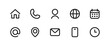 © Chelpanoff - Contact icon set. Home, phone, user, globe, email, calendar and location elements form a clean communication vector illustration. Mobile and message symbol. Interface details sign.