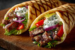 © Audrey - greek gyros rolled in pita, top view