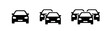 © Liena - car icon set, traffic jam, automobile symbol, one, two, three cars black vector design elements