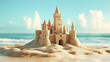 © kampolsuk - Sandcastle beach castle sand turret tower moat archway seaside summer sunlight detailed sculpture playful vacation