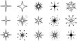 © Yeasin - Set of 12 subtle starburst light flare vector icons for overlay effects and visual accents on dark backgrounds