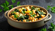 © lilyax - Hearty Chickpea and Greens Stew in a Rustic Bowl with Parsley Garnish chickpeas kale