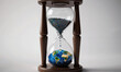 © panophotograph - A colossal hourglass where each grain of sand is a miniature globe, symbolizing the shared fate of humanity and
