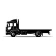 © Vector Hub24 - Flatbed truck silhouette vector illustration