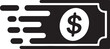 © MiT - Fast money transfer icon depicting a dollar bill with speed lines, symbolizing quick financial transactions and efficient payment processing