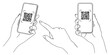 © DROP DESIGN STUDIO - 線画のスマートフォンQRコード決済・読み取り,キャッシュレス,モバイル決済,情報交換,スキャン,アプリ,シンプル,ベクター