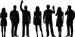 © Olaja Vector Vision - Group of diverse people silhouettes waving and talking on phone women