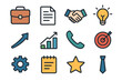 © Andrii - Icon grid lightbulb target career handshake tie arrow note briefcase vector icons