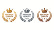 © streak - Celebrate premium quality with these stunning golden, silver, and bronze crown laurel wreaths, a symbol of excellence, achievement, and luxury branding