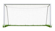 © spyduckz - Soccer goal post with net and green grass isolated on white background