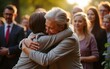 © Hazel - Funeral, crying family and people hug for grief support, mourning depression and death at emotional burial event. Kid child, mom and group together with widow hugging senior mother at coffin ceremony