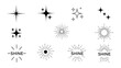 © MdAbdul - Shine sparkle effect icons set. collection of various radiant starbursts, gleam, glitter, and bright light symbols for design elements.