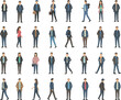 © Hey There - Business casual characters standing, walking, isolated vector illustration, professional people collection, male and female avatars, flat design style, modern office workers clipart set