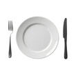 © Osama - Simple table setting with white plate fork and knife for dinner or lunch isolated on transparent background