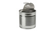 © Marcel - Open silver metal tin can PNG isolated on transparent background, canned food container for storage and preservation, kitchenware object