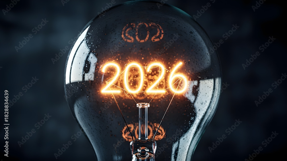 Illuminated 2026 inside a lightbulb future ideas and innovations ...