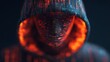 © Tanakrit - A mysterious figure with a hood is illuminated by glowing binary code, creating a futuristic and digital atmosphere.