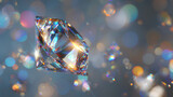 Crystal glow and prism sparkle with diamond reflection on transparent light background, magic flare, abstract shine and rainbow bokeh particles for modern design