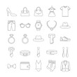© Kodok - Collection of Fashion Accessories and Clothing Line Art Icons.