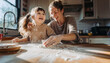 © Mahdihasan - Mother and child baking together, flour dust in sunlight, joyful candid moment, warm kitchen tones, emotional storytelling, ultra detailed, 4K cinematic.