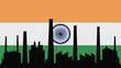 © Zander - Indian flag silhouette representing the massive Indian industry, factories, and the economy, symbolizing manufacturing, growth, and urban development