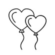 © MstSabrina - Simple black outline drawing of two heartshaped balloons with strings, symbolizing love, romance, and celebration, a, perfect for cards, invitations, and graphic designs