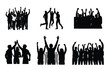 © mdamjad - Silhouette crowd cheering with arms raised in celebration and unity